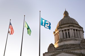 12th Man flag at Washington State Capito