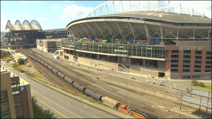 Oil trains outside Century Link field during football game