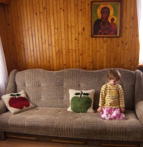 Little girl on couch