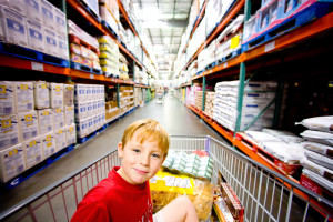 Boy in cart at Costco