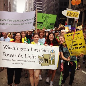 Earth Ministry's LeeAnne Beres and Jessica Zimmerle at the People's Climate March in 2014.